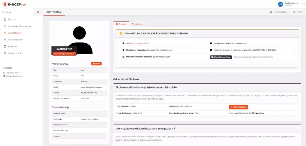 BOZP online školenie zamestnanca